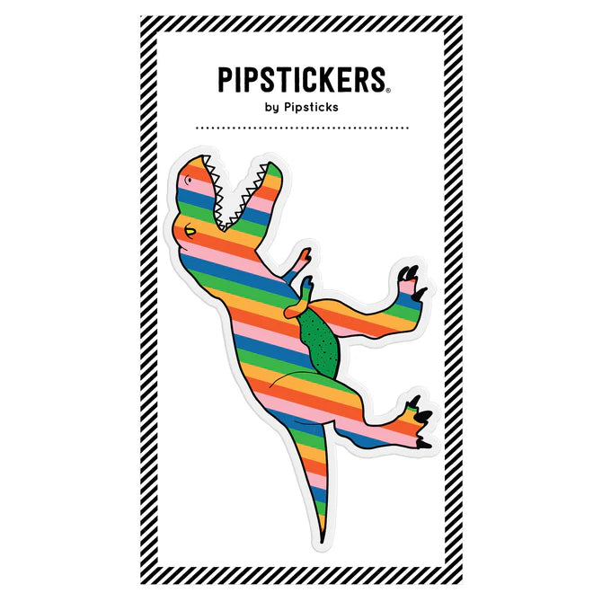 大きなふわふわのレインボーカラーT-Rex ステッカー