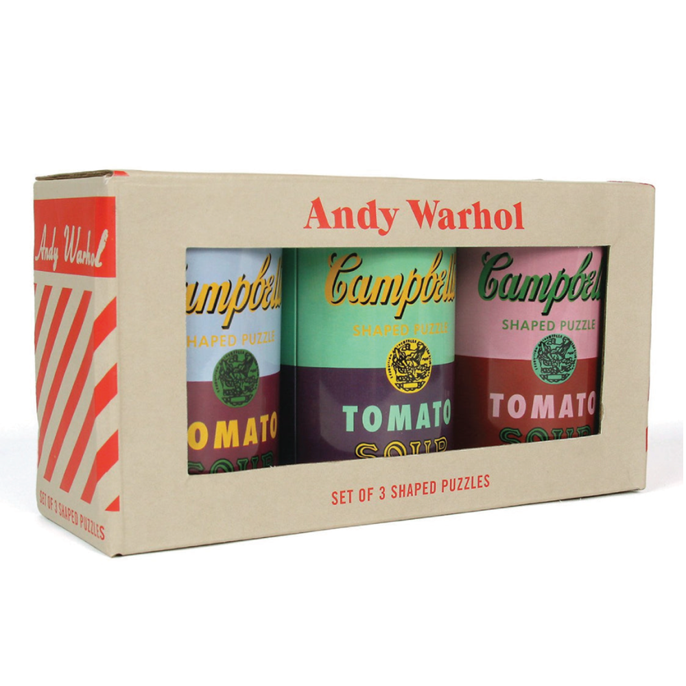 Andy Warhol Soup Cans Set of 3 Shaped Puzzles in Tins