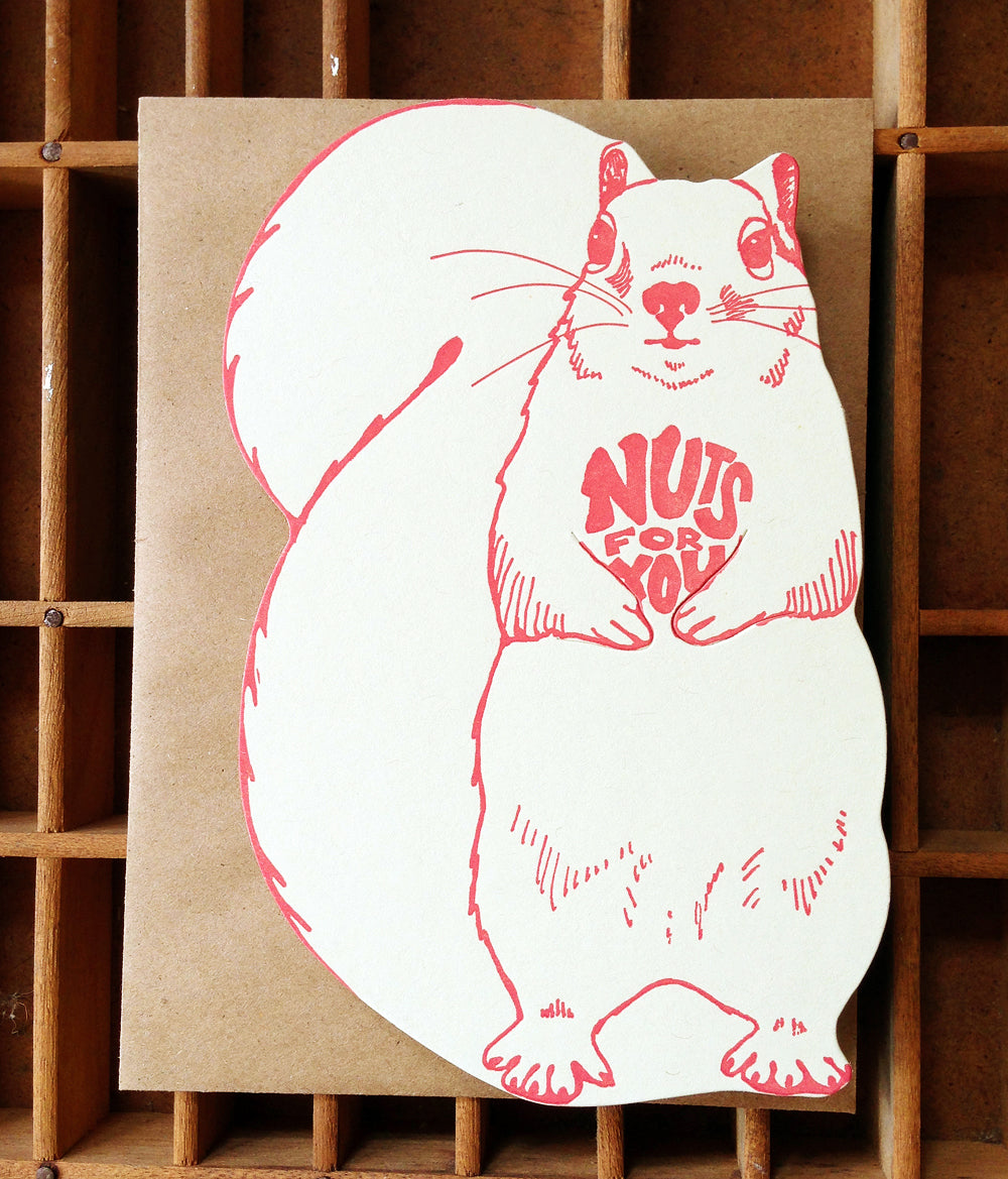 Blackbird Letterpress "Nuts for you" リス メッセージカード