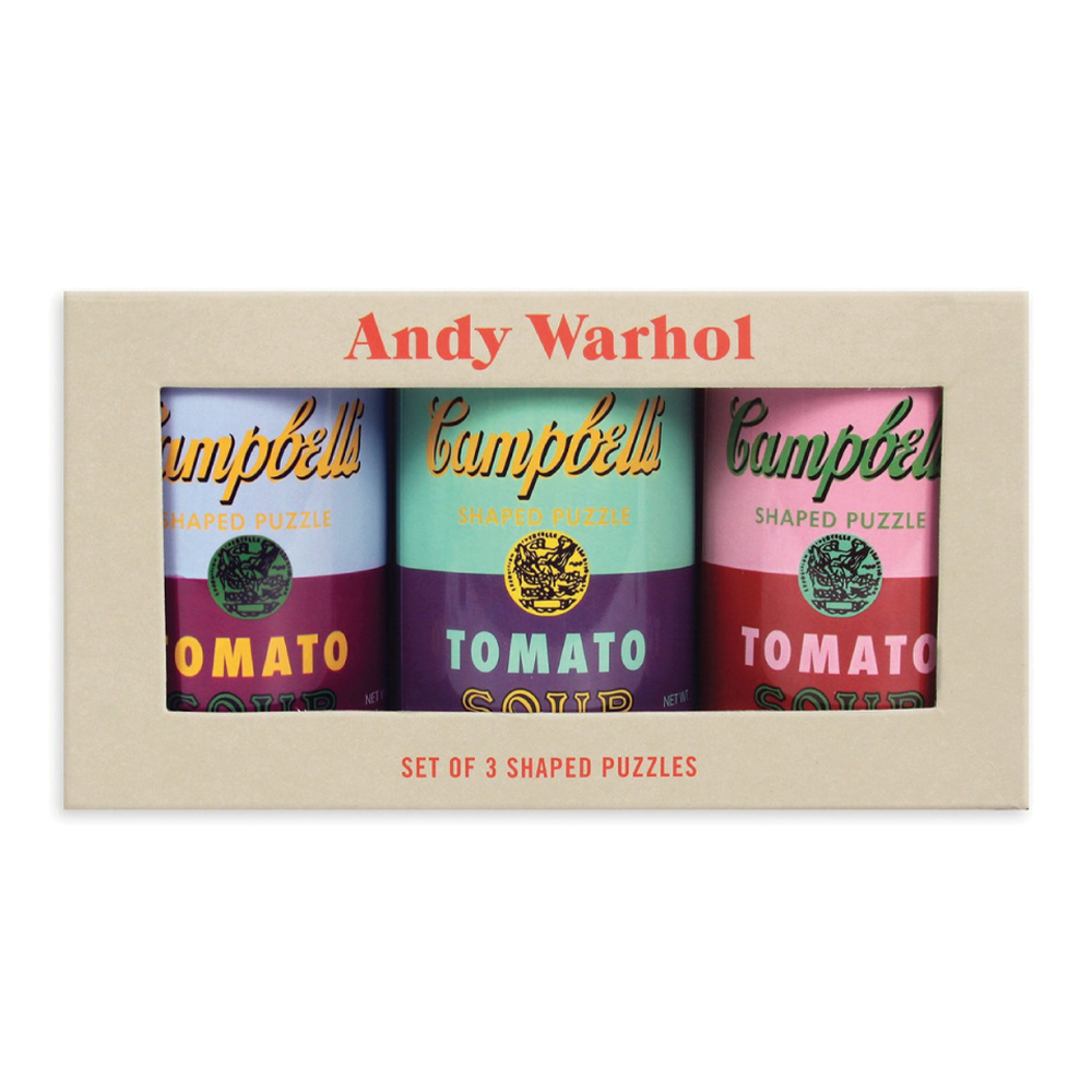 Andy Warhol Soup Cans Set of 3 Shaped Puzzles in Tins