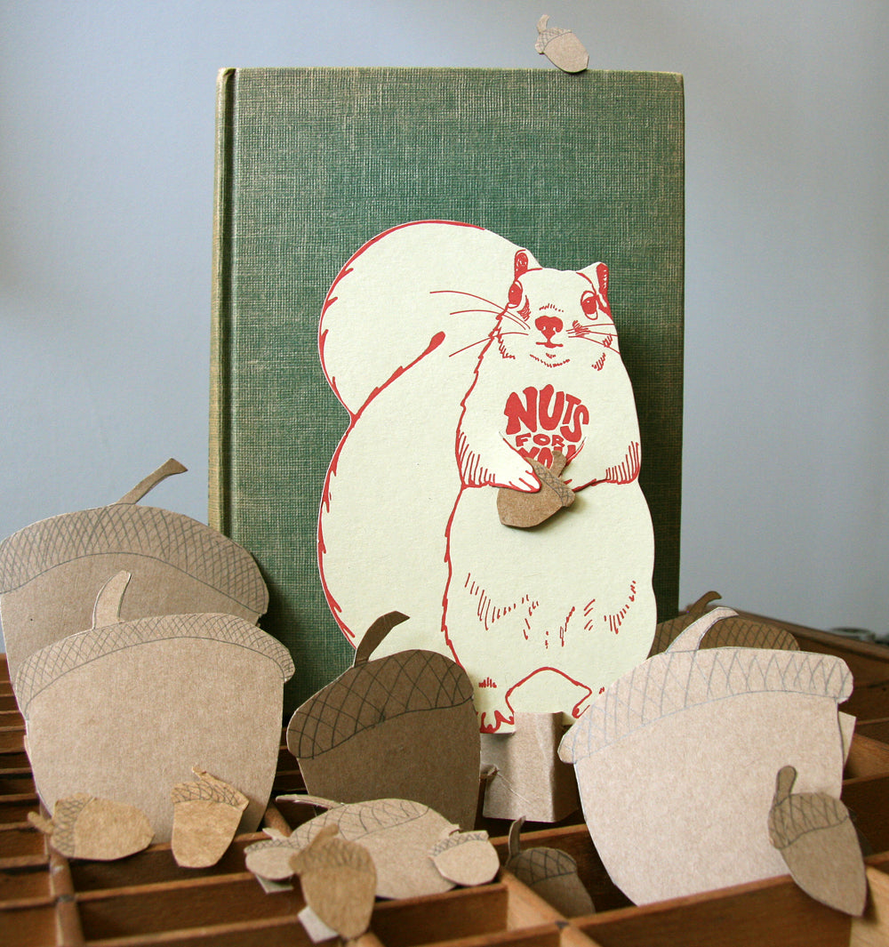 Blackbird Letterpress "Nuts for you" リス メッセージカード