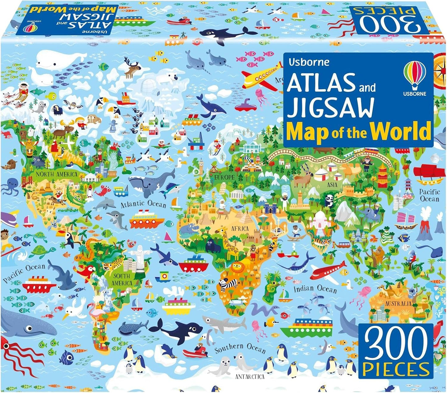 Usborne Atlas and Jigsaw Map of the World 300 Piece Puzzle & Book Set
