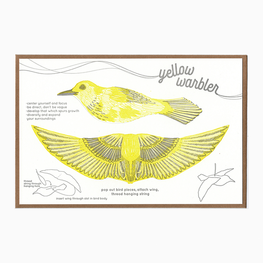 Blackbird Letterpress ポップアウトカード キイロアメリカムシクイ